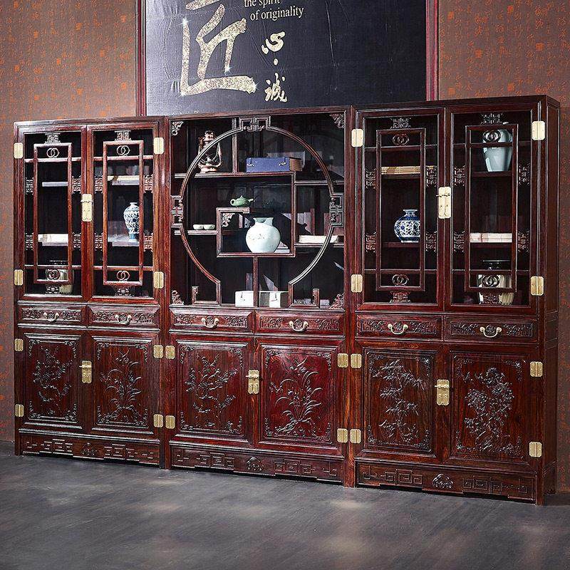 阔叶黄檀东非酸枝书柜组合红木家具新中式实木印尼黑酸枝,住宅家具,红木书柜/书架,淘宝优惠券,粉丝福利购,淘宝优惠卷