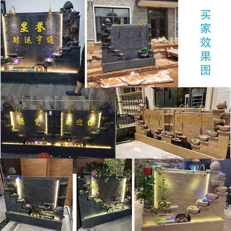 客厅办公室室内招财鱼缸流水墙装饰欧式大型水幕墙喷泉酒店摆件