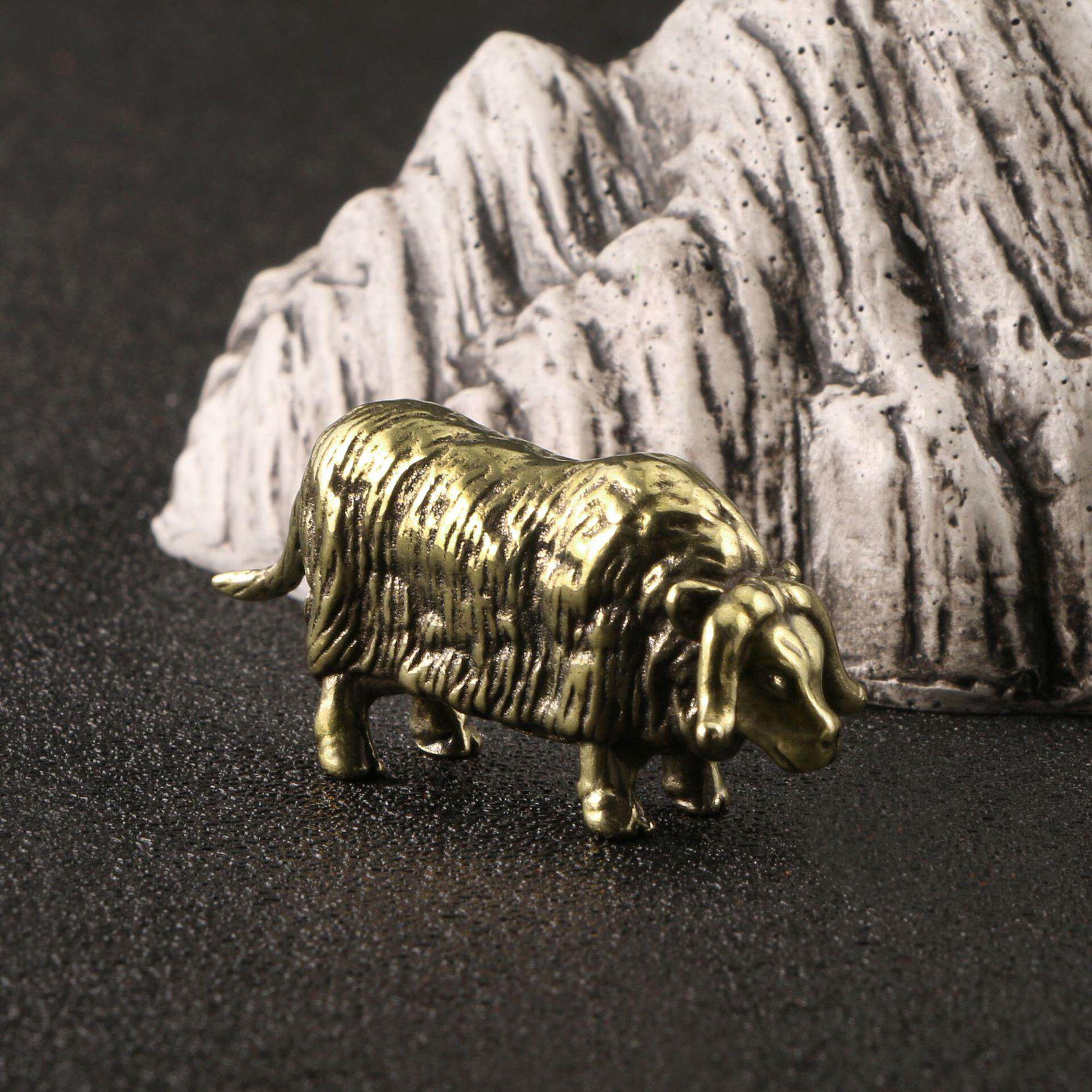 国潮实心铜牦牛摆件装饰茶宠书房桌面小摆件十二生肖牛工艺品收藏