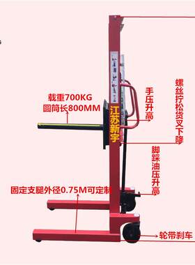 供应圆筒圆轴型液压手动升降叉车堆垛车人力堆高车液压搬运车