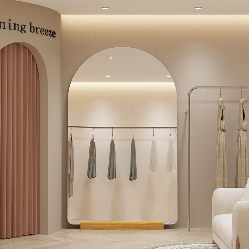 服装店瘦身女装店弓形镜全身梳妆镜家居简易地镜墙挂试衣镜
