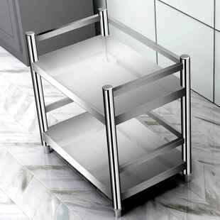 两层电饭煲家用微波炉不锈钢厨房置物架储物放锅架子橱柜置物柜子