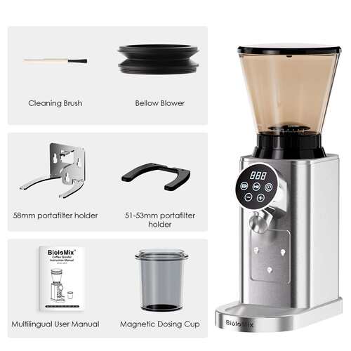 BioloMix不锈钢锥盘咖啡研磨机磨豆机磨粉机Burr coffee grinder