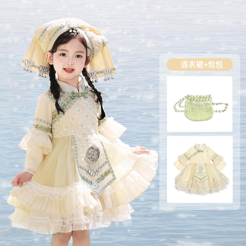 高档广西三月三儿童少数民族服装演出服表族演服壮男女生舞服蹈中