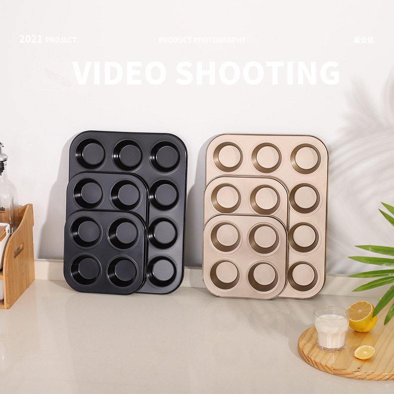 6 12 Cups DIY Cupcake Baking Tray Tool Egg Tart cake Mould - 实物图