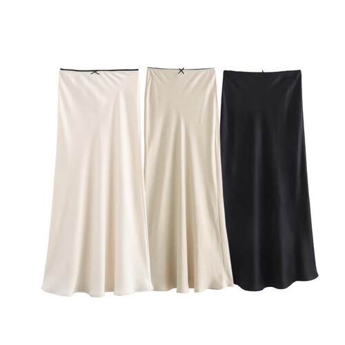 Women's Bow Satin Skirt Summer 2025 Elegant Women's Skirts