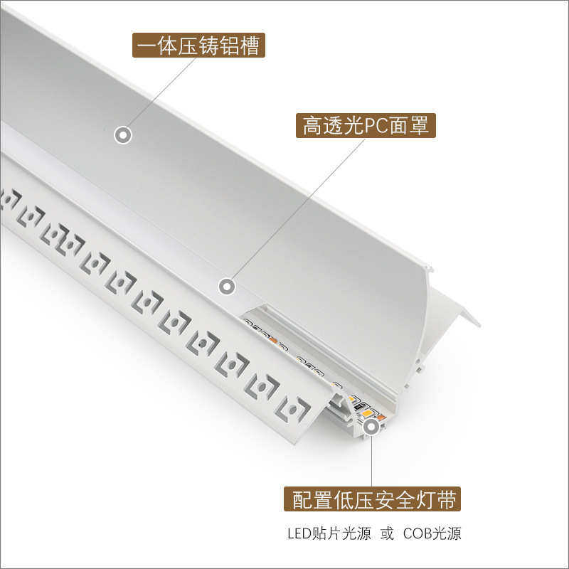 厂家直供led无边框线条灯回光铝型材客厅卧室嵌入式洗墙反光灯槽,家装灯饰光源,室内LED灯带,淘宝优惠券,粉丝福利购,淘宝优惠卷