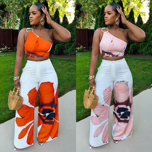 Two-Piece Set for Women Y2K Inspired One-Shoulder Crop Top &