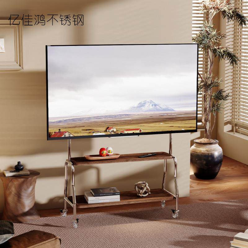 电视落地支架移动不锈钢带轮移动式客厅卧室43简约75通用挂架
