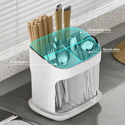 Utensil Holder Cutlery Drainer Kitchen Tableware Storage Buc