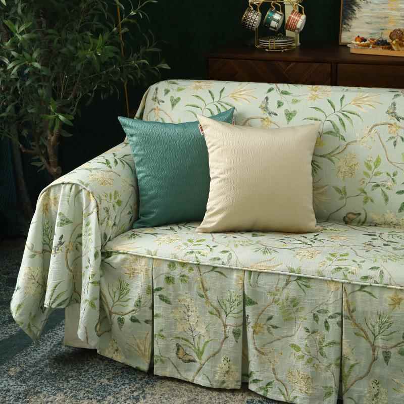 高档数码印花美式花沙鸟发巾垫套全盖布防罩尘布艺欧式现可代四季