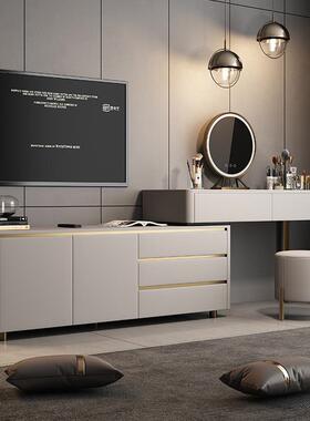 新款高合端室现代卧轻奢主卧电视柜约地柜组收ZTJ简纳一体梳妆台