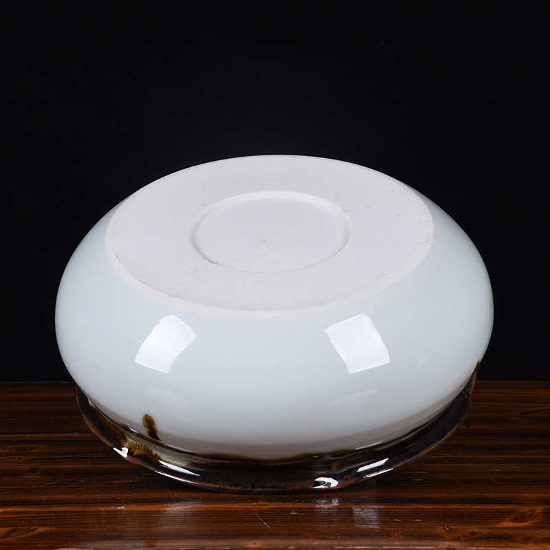 手绘荷花陶瓷鱼盆窑变荷花碗水浅鱼缸创意陶瓷桌面水培植物装饰品