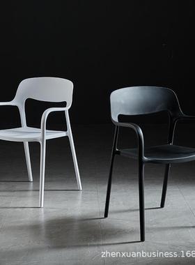北欧餐椅简约靠背凳子塑料椅子家用大人经济型塑胶椅加厚扶手椅子