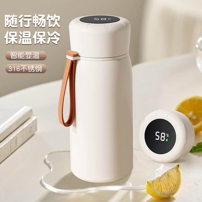 保温杯大容量便携泡茶水杯女2025新款学生儿童不锈钢保冷杯子显示