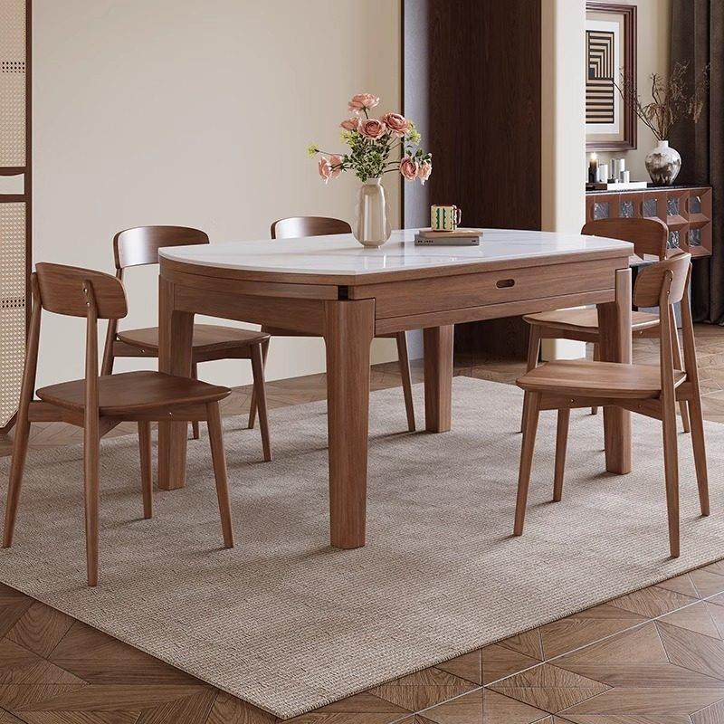 实木岩板餐桌椅组合伸缩圆桌带转盘家用小户型饭桌客厅新款简约,住宅家具,岩板餐桌,淘宝优惠券,粉丝福利购,淘宝优惠卷