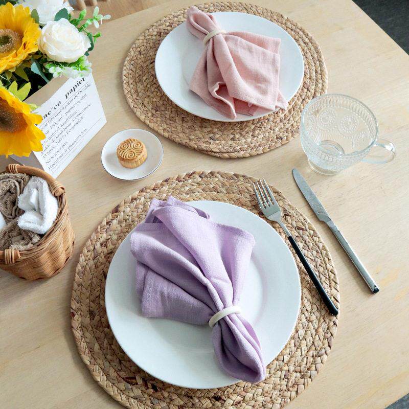 4Pack Linen Cotton Cloth Napkins for table亚麻棉西餐口布餐巾