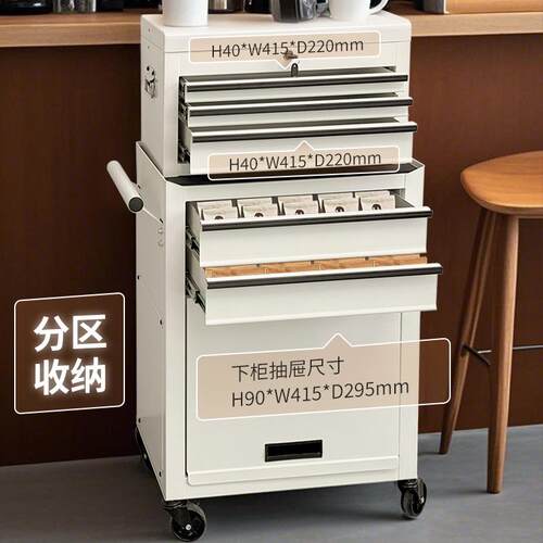 高档LESHARE工具车手推功车ins轻奢网多能收纳柜可移动置物红架具