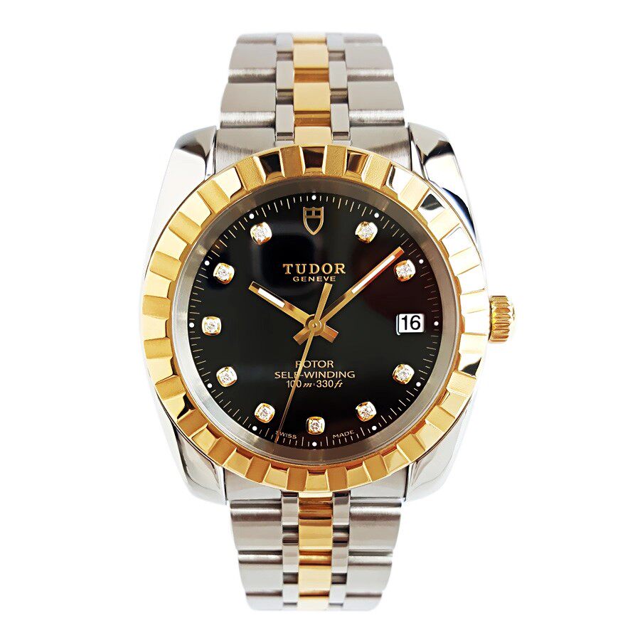 一口价98新帝舵经典日历自动机械手表男表腕表M21013间金38MM