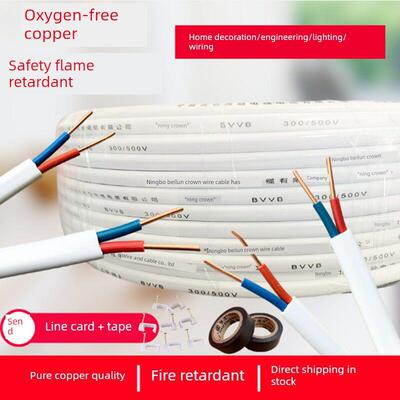 纯铜护套线2X1/1.5/2.5Bvb实芯硬铜棒阻燃绝缘铜芯线电缆