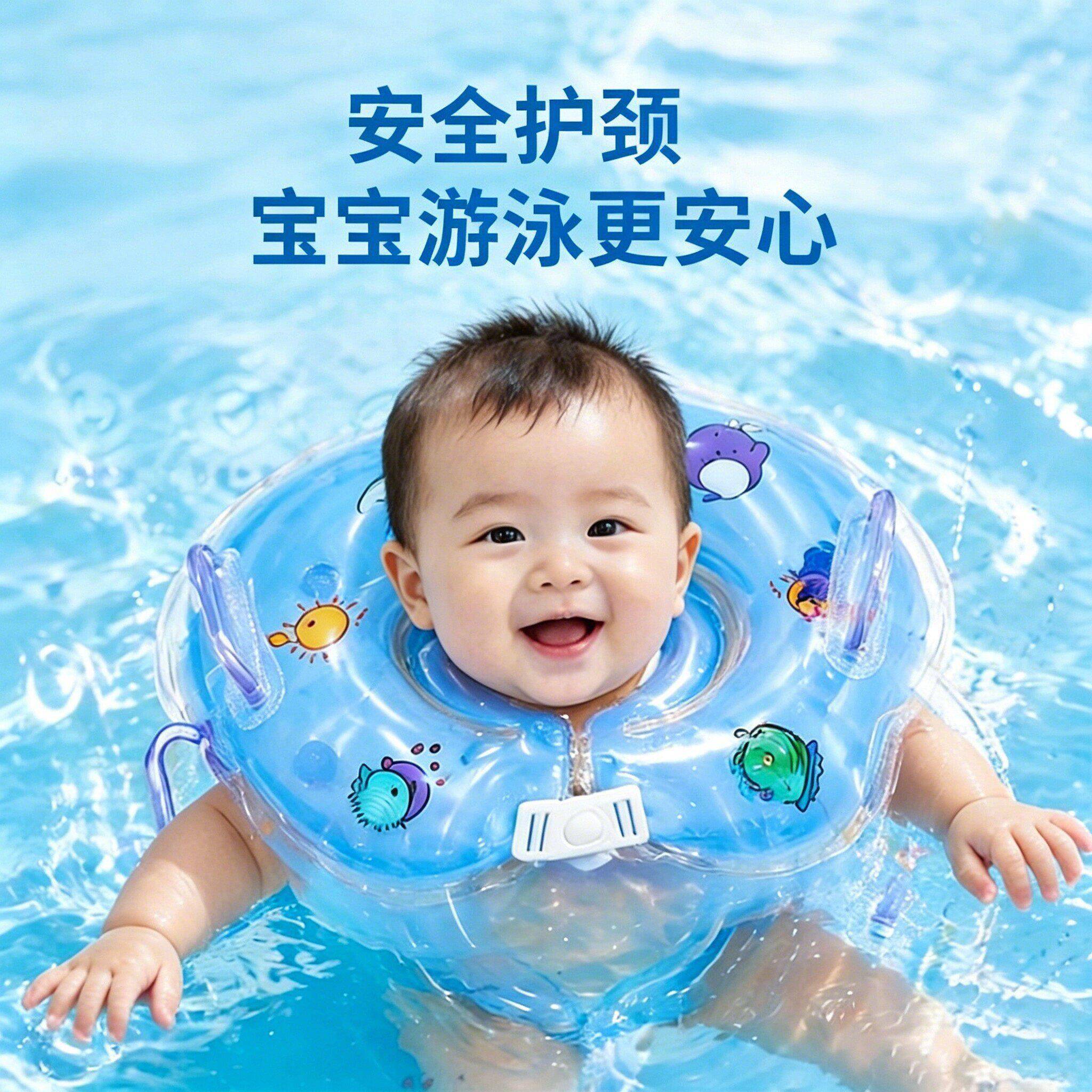 婴儿宝宝游泳圈脖圈新生婴幼儿洗澡家用0-12月小月龄专用泳圈消耗