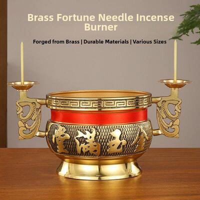 纯黄铜香炉上香家用供奉蜡烛台座一体室内烧香供炉供佛敬神香薰炉