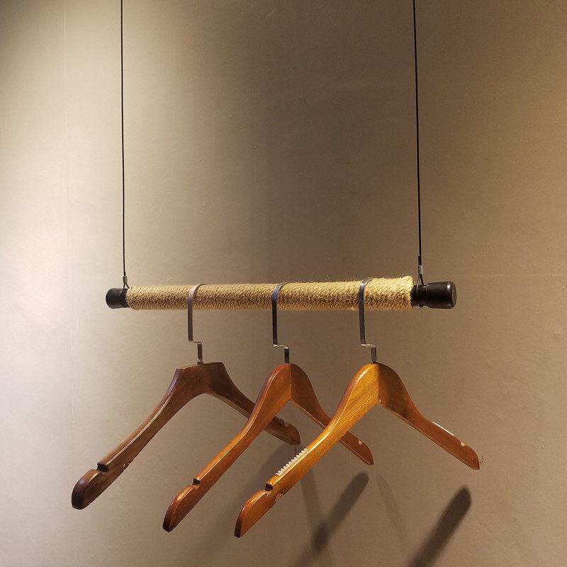 麻绳覆古展示架服装店吊挂衣服吊环悬吊式天花板悬挂衣架上墙吊架