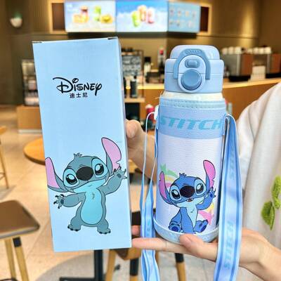 史迪仔儿童保温杯男孩上学专用水杯女生高颜值小学生直饮吸管杯子