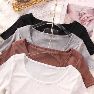 白色冰丝短袖网眼t恤女子夏季薄吊带裙与薄纱紧身低腰衬衫0318r