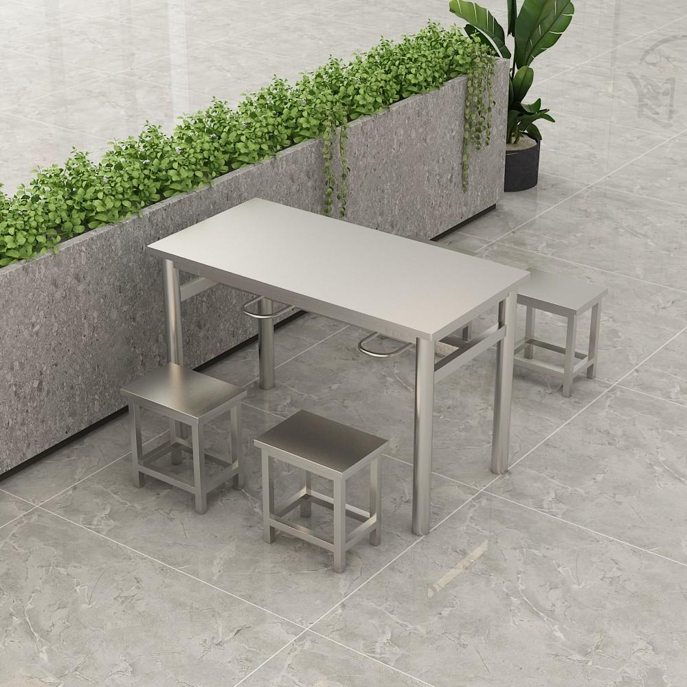 网红工业风不锈钢长桌食堂餐桌椅小吃店奶茶店螺蛳粉创意桌椅组合