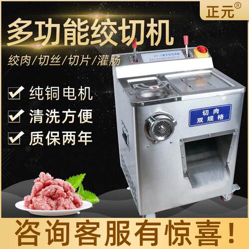 正元绞肉机柜式立式商用绞切两用机立式灌肠机不锈钢 切丝切片机