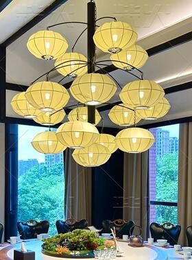 新中VGM式灯国风布艺冬瓜圆形中吊灯笼婚礼街道市发光集古风餐桌