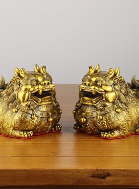 黄铜貔貅财公福貔貅富貔貅一对厅贵办客218室装饰
