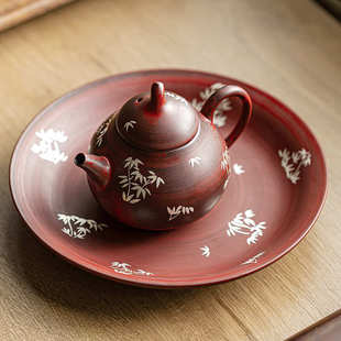 山楂红粉引茶壶陶瓷功夫茶具复古家用小泡茶壶喝茶高档办公室简约