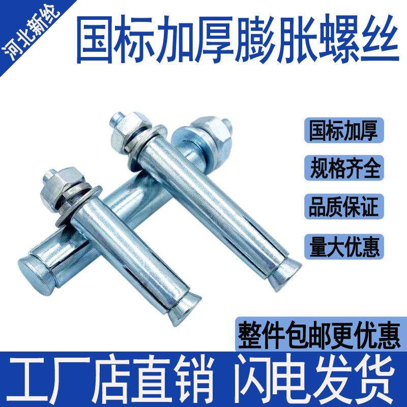 国标膨胀螺丝加长外蓬胀螺丝超长铁涨管螺丝镀锌金属胀栓M8M10M12