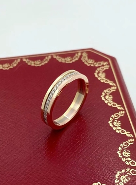 公价3.35】99新卡地亚18K金三色镶钻戒指女士正品二手
