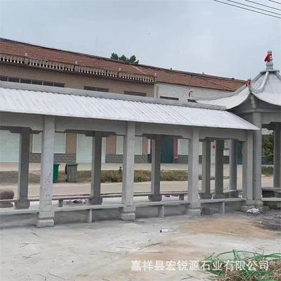 景区花岗岩石雕廊亭村庄广场大理石石雕长廊单层花岗岩石亭子石亭