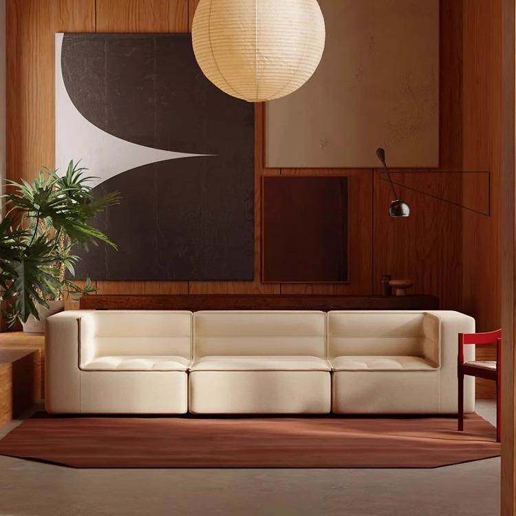 奶油风沙发客厅大小户型现代简约直排创意豆腐块双三人位网红沙发