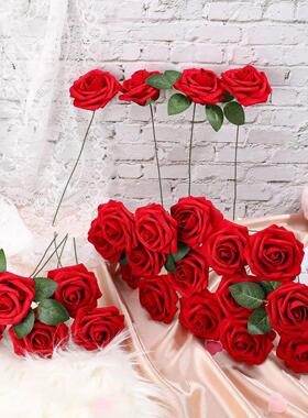 25/10PCS Artificial Flowers Red Rose Real Looking Fake Roses