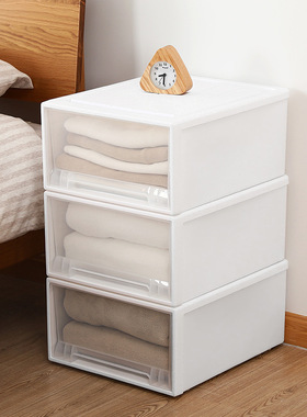 透明可叠加抽屉式收纳箱衣物零食被子鞋家用整理箱抽屉收纳盒
