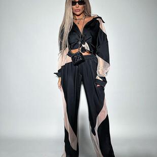 set splicing long sleeved high Early shirt product