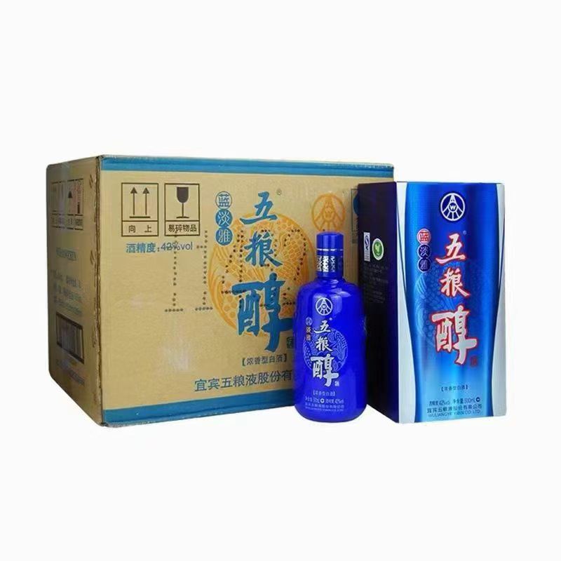 【一箱六瓶】2014年42度五粮醇蓝淡雅 500ml 浓香型白酒 陈年老酒