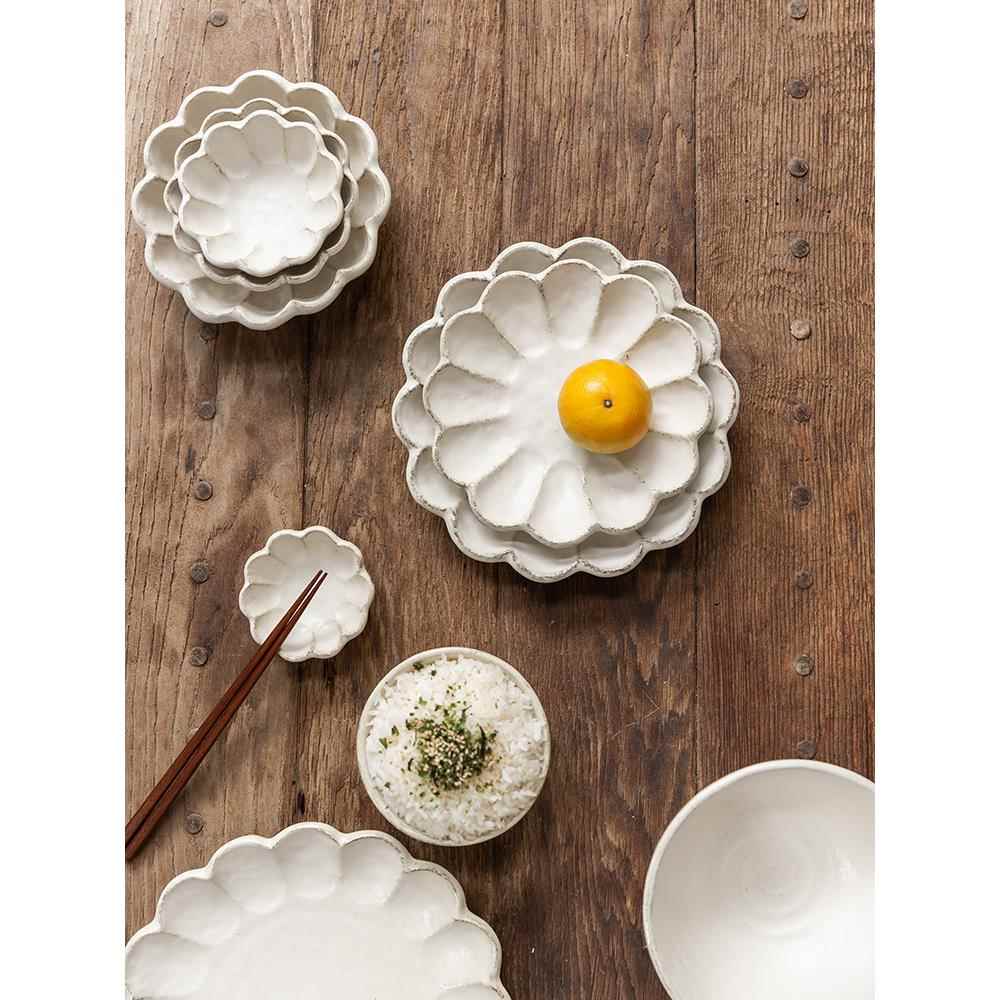 日本进口美浓烧手工复古梨花盘花朵餐盘甜品早餐盘饭碗日式冷菜碟