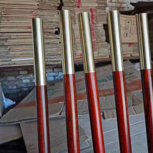 紫檀木武术棍 紫光檀木棍子金箍棒1.2米两头铜健身棍子 齐眉棍