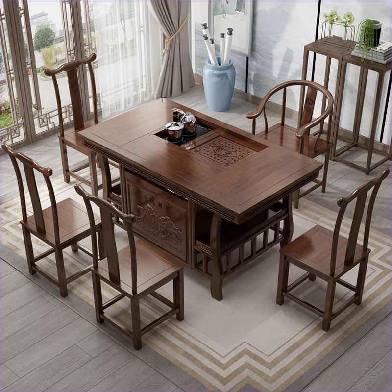 新中式实木茶桌椅组合办公室茶台一体全自动阳台茶桌椅一体一整套