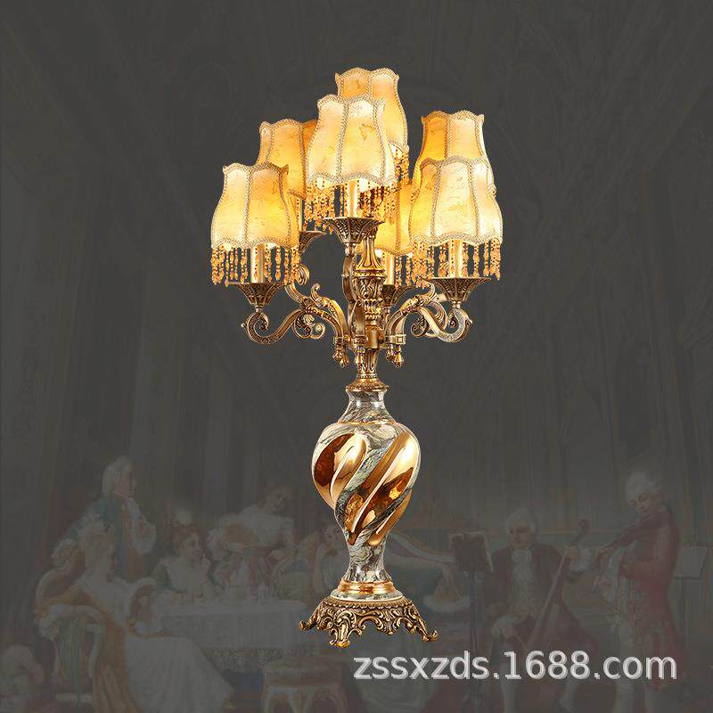 云奕法式全铜台灯客厅主卧室书房布艺欧式铜灯奢华大气卧室灯具