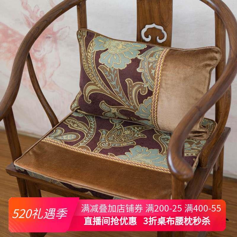 大气欧式蓝牡丹坐垫 防滑蓝色欧式布艺欧式餐椅垫餐桌椅子垫凳子