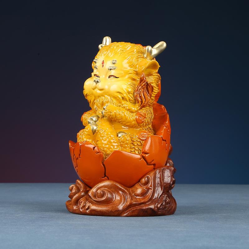 彩铜麒麟幼崽麒麟蛋宠家居书房桌面生日礼品工艺品摆件