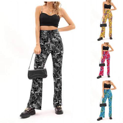 Pattern high waisted slightly flared women's pants