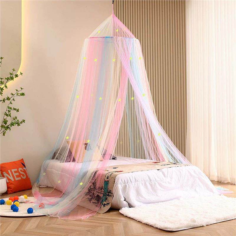 亚马逊希音出口公主风1.5m-1.8m大床蚊帐免安装圆顶床帘顶篷床幔